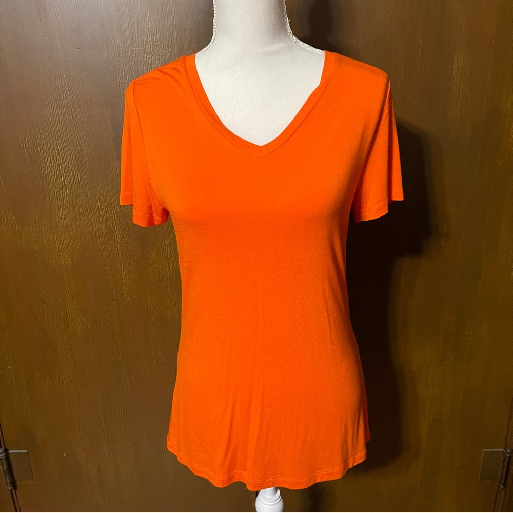 Bold Orange V-Neck Short Sleeve Women's Tee